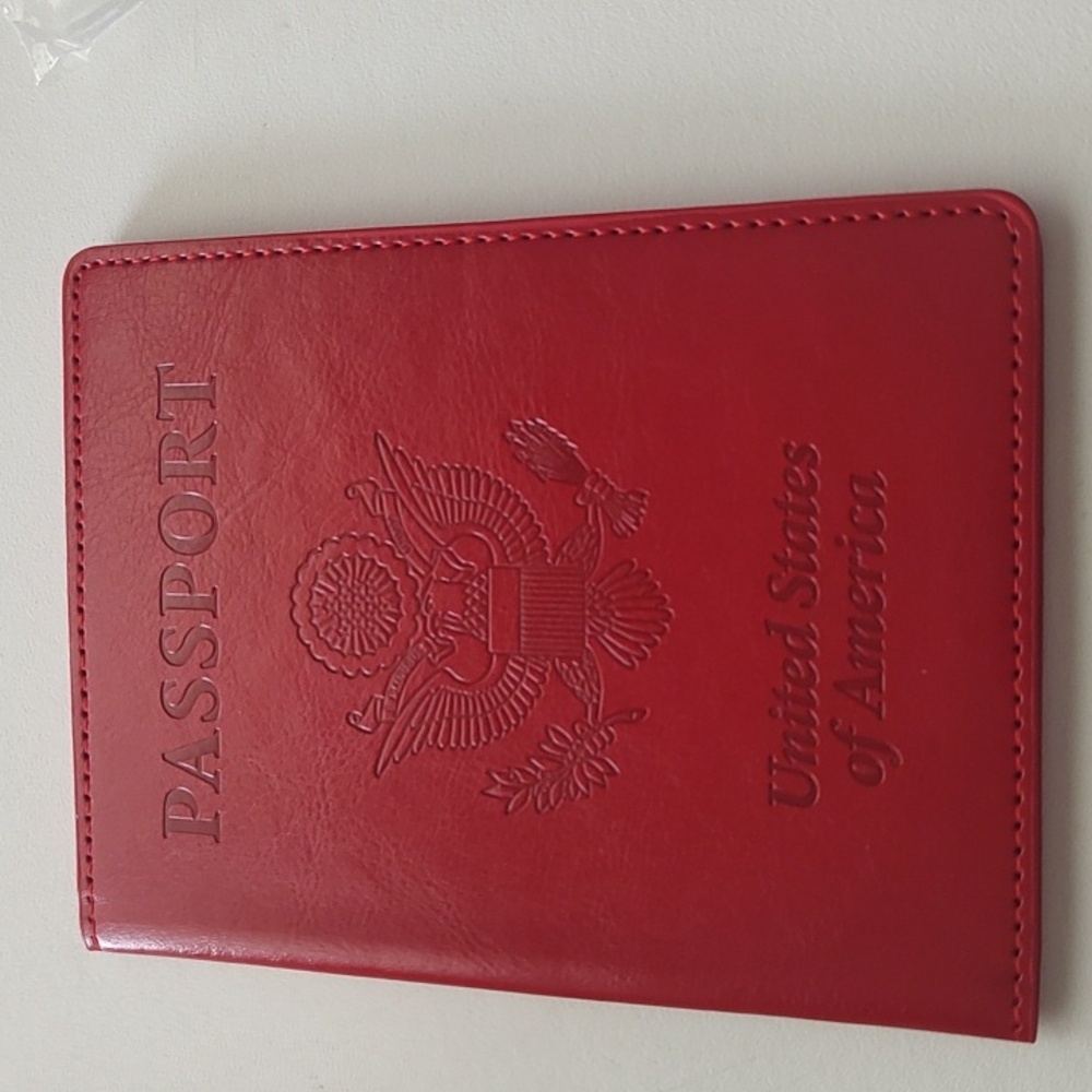 Red Passport US World Air Traveler Cover Wallet Pass Port Case USA ID Holder